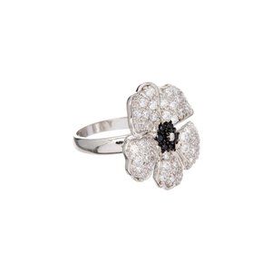 Sterling Silver Micropave Flower Ring
